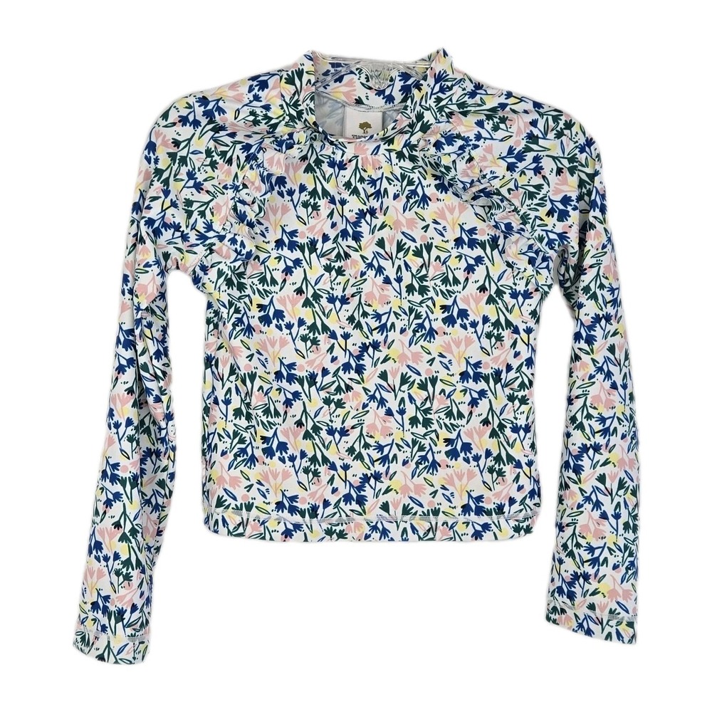 Tucker + Tate Girls Floral Botanical Rash Guard Swim Top Size 4‎ Long Sleeves